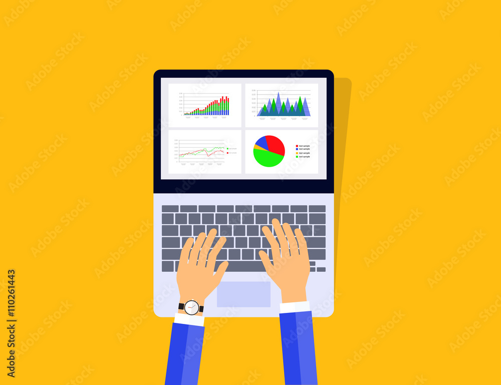 Aufkleber  graph in tablet device with dashboard  analytic monitor concept  .hand on tablet.
