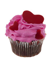 chocolate cupcake with pink icing