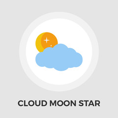Cloud, moon, star Vector Flat Icon