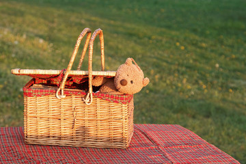 Picnic basket  on the table