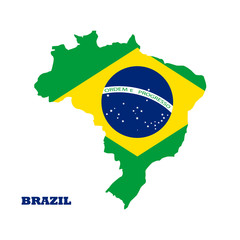 Brazil map silhouette with flag