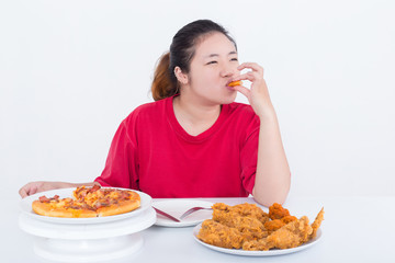 Woman with fast food