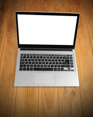 Laptop with blank screen  aluminium body