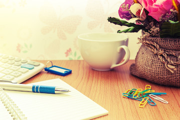 Office table with notepad