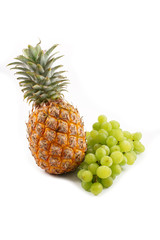 A Pineapple and Grapes Isolated, white background
