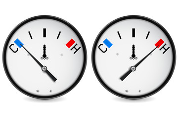 Temperature gauge. Cold and hot indication