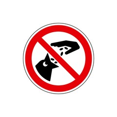 STOP! Don't feed the animals sign. Vector. The icon with a red sign on a white background. For any use. Zoos / parks. Warns.
