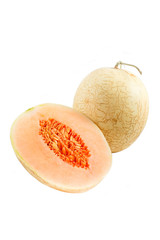 A Cantaloupe Melon Isolated, White Background