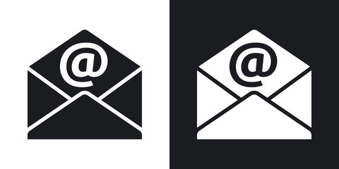 Envelope vector icon. Two-tone version on black and white backgr