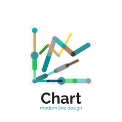 Thin line chart logo design. Graph icon modern colorful flat style