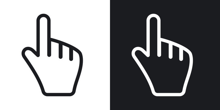 Hand cursor, vector. Two-tone version on black and white backgro