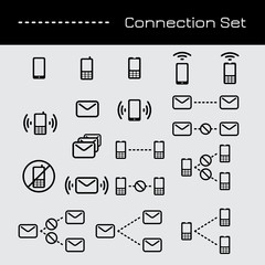 Naklejka na ściany i meble connection icon set, mail delivery, call alert, disconnection ic
