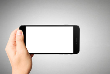 Touch screen smartphone in hand..