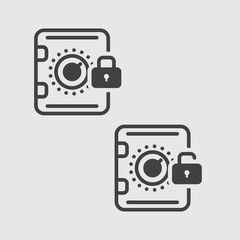 safe lock and unlock icon. savings account in the bank