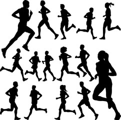 people running collection - vector