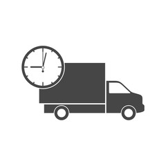 Truck with clock, fast delivery icon