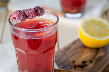 Raspberry Hot Tea with Cinnamon, Coriander, Lemon and Honey, Delicious and Healthy