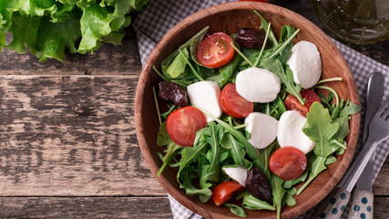 Salad with mozzarella cheese,healthy food