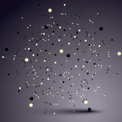 Spatial vector monochrome digital object, 3d technology shape