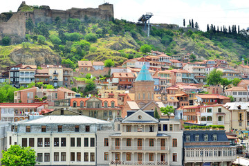 The center of old Tbilisi. Fortress. House on the hill. Georgia