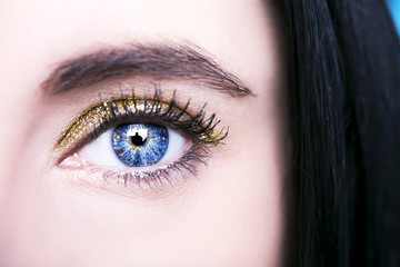 Beautiful insightful look blue  woman's eyes