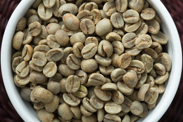 Portion of Green Coffee. Antioxidant, diet concept