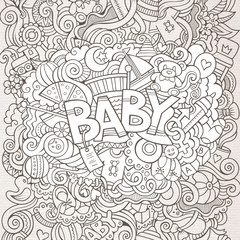 Obraz premium Cartoon vector hand drawn Doodle Baby illustration
