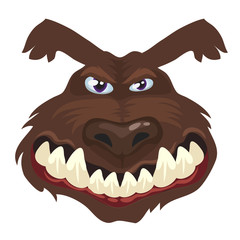 Portrait of a wolf head, cartoon wild animal