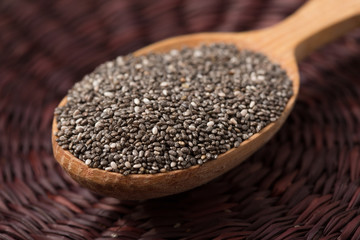 Portion of Healthy Chia seeds  Chia is a superfood
