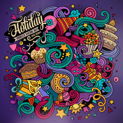 Cartoon hand-drawn doodles holidays illustration