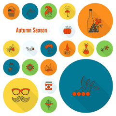 Set of Flat Autumn Icons