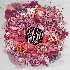 Cartoon hand-drawn doodles Ice Cream illustration