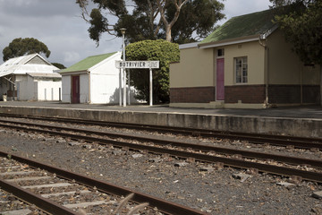 BOTRIVIER IN THE OVERBERG REGION OF SOUTH AFRICA - APRIL 2016 - The old railroad station in Botrivier a small town in the Western cape Southern Africa