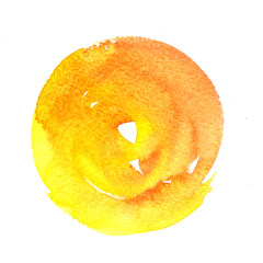 Colorful watercolor yellow background for your design, poster, greeting card and invitation. Decorative watercolor wash isolated on white background.