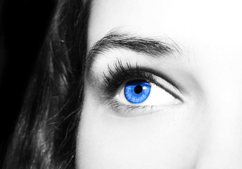 Beautiful insightful look women's blue eyes