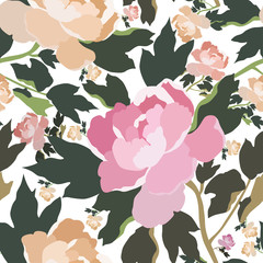 Floral seamless pattern with rose flower.Vector textile print.Textile texture
