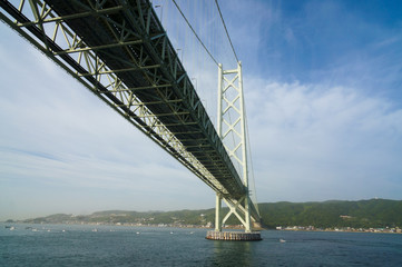 明石海峡大橋と淡路島