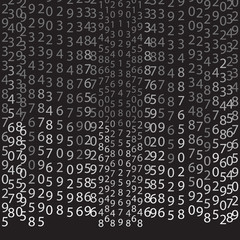Binary code black and white background with digits on screen. Algorithm binary, data code, decryption and encoding, row matrix, vector illustration on black background