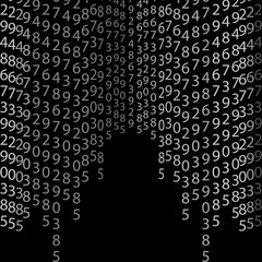 Binary code black and white background with digits on screen. Algorithm binary, data code, decryption and encoding, row matrix, vector illustration on black background