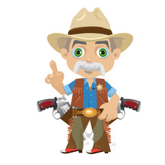Wise grandpa, cartoon character in Wild West 