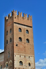 The romanesque church in Verona, San Zeno, with the cloister and the medieval tower..