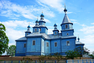 Old wooden Orthodox church in honor of St. Nicholas in 1818 in the Leather-Township. Built without...