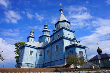 Old wooden Orthodox church in honor of St. Nicholas in 1818 in the Leather-Township. Built without...