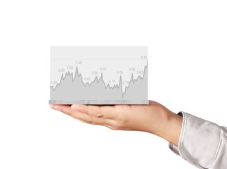  stock financial graph in hand