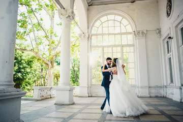 married young couple dancing together