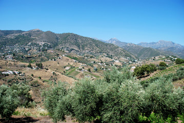 Fototapeta na wymiar View of the Sierras de Tejeda mountains between Torrox and Competa.