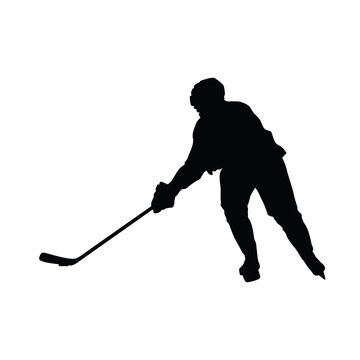 Hockey player vector silhouette, ice hockey winter sport