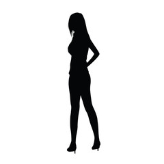 Fototapeta premium Sexy slim woman silhouette standing on high heels shoes. Tall sl