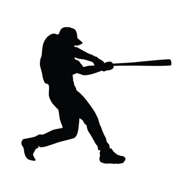 Baseball player vector silhouette. Baseball batter. Baseball pla