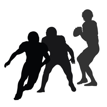 Set of american football players silhouettes